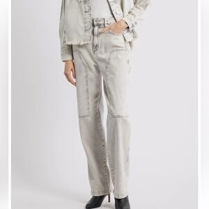 All Saints Mia Crystal Carpenter Jeans in Snow Grey